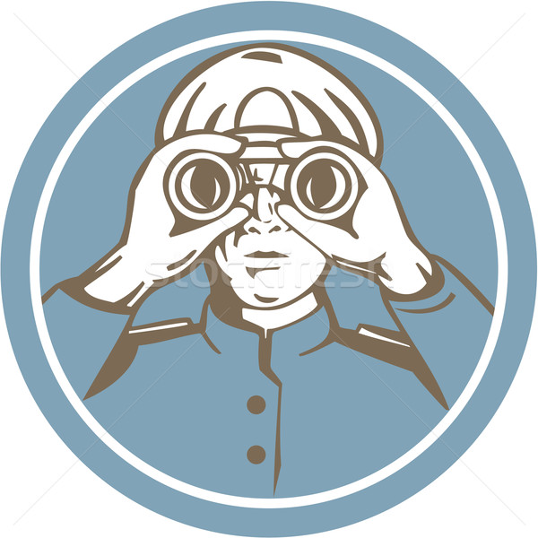 Ship Sea Captain Binoculars Circle Retro Stock photo © patrimonio