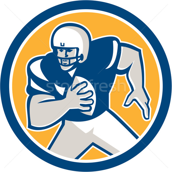 American Football QB Player Running Circle Retro Stock photo © patrimonio