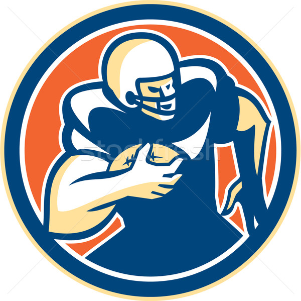 American Football Player Running Circle Retro Stock photo © patrimonio