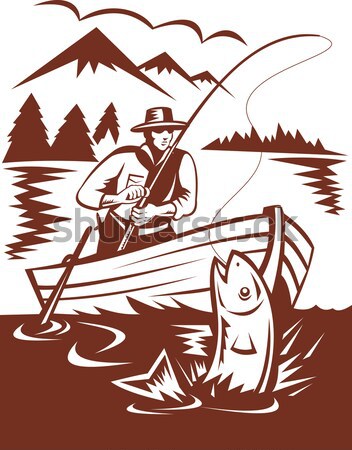 Hunter aiming duck lake mountains Stock photo © patrimonio