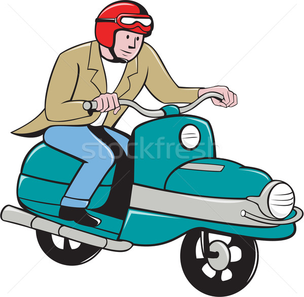 Rider Riding Scooter Isolated Cartoon Stock photo © patrimonio