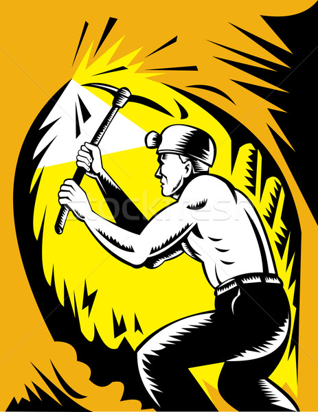 Coal miner at work with pick ax Stock photo © patrimonio