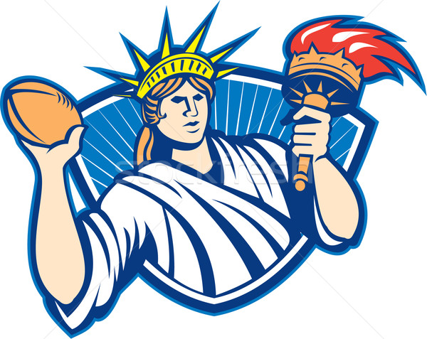 Statue of Liberty Throwing Football Ball Stock photo © patrimonio
