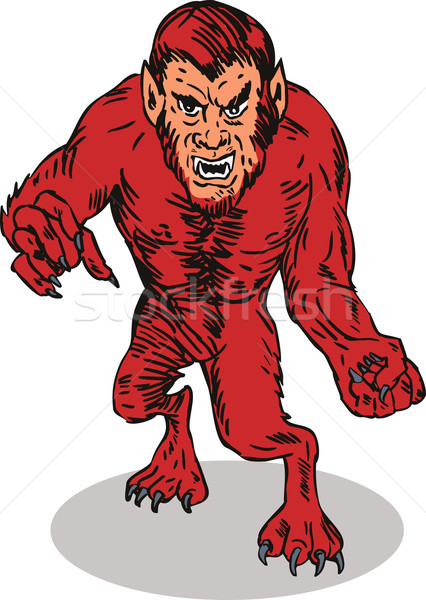 Stock photo: Red Werewolf Monster