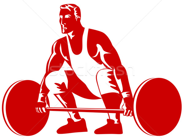 Stockfoto: Gewichtheffer · lift · gewichten · illustratie · barbell · retro-stijl