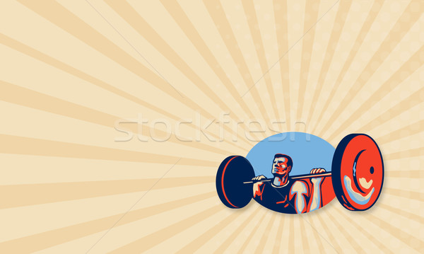 Stock photo: Weightlifter Lifting Weights Retro
