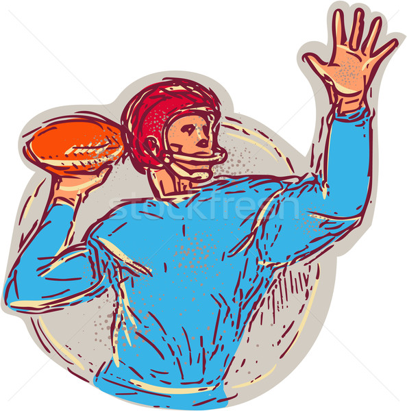 American Football Quarterback Throwing Ball Drawing Stock photo © patrimonio