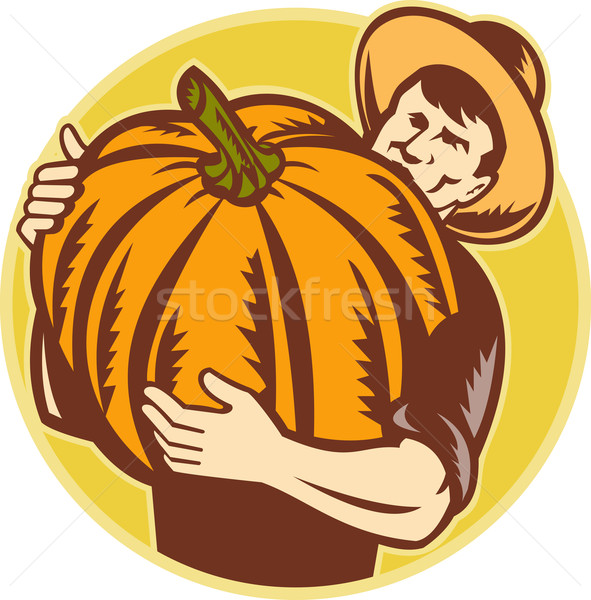 Organic Farmer With Giant Pumpkin Stock photo © patrimonio