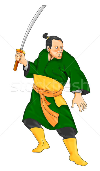 Samurai guerreiro espada ilustração posição Foto stock © patrimonio