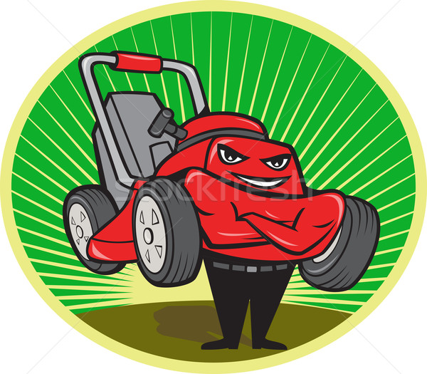 Lawn Mower Man Cartoon Oval Stock photo © patrimonio