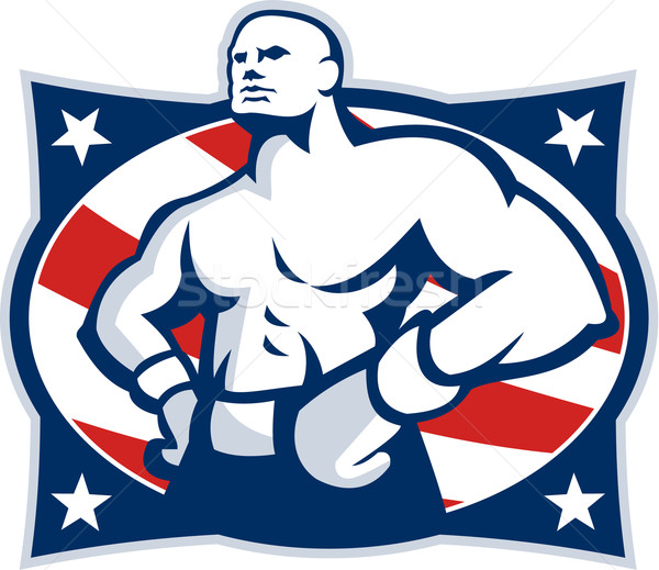 Campion american boxer retro ilustrare mâini Imagine de stoc © patrimonio