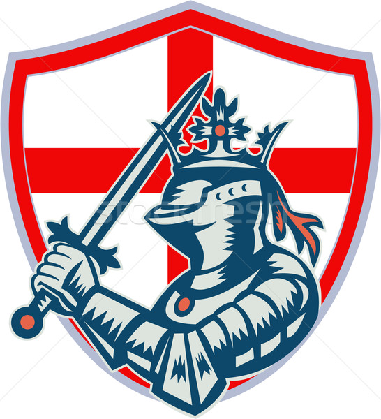 英語 騎士 充分 盔甲 劍 復古 商業照片 © patrimonio