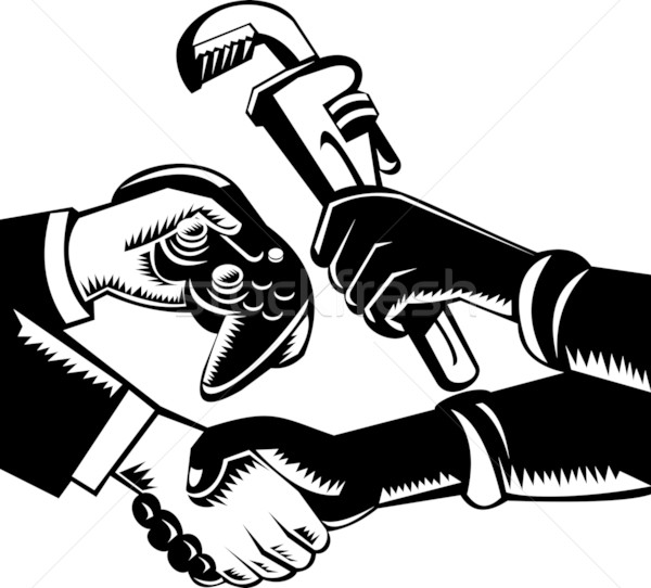 Handdruk ruilhandel sanitair sleutel illustratie geïsoleerd Stockfoto © patrimonio