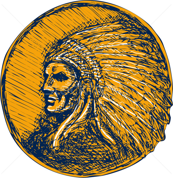 Native American Indian Chief Headdress Drawing Stock photo © patrimonio