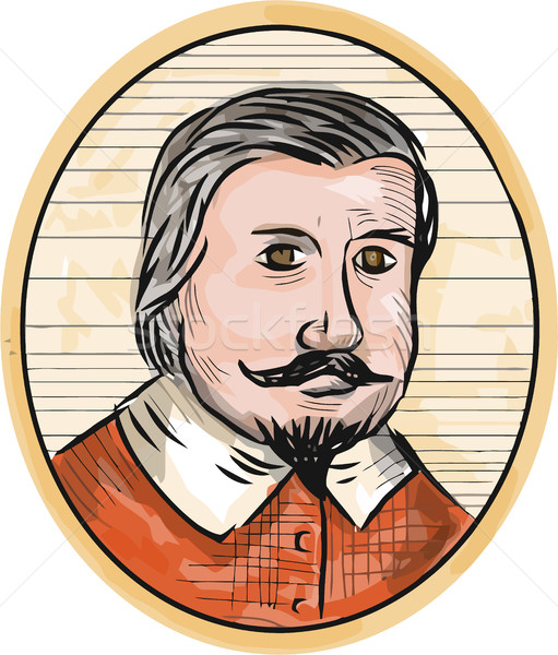 Medieval cavalheiro oval ilustração barba bigode Foto stock © patrimonio