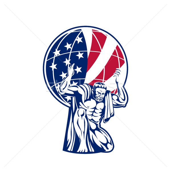 Atlas wereldbol USA vlag icon Stockfoto © patrimonio