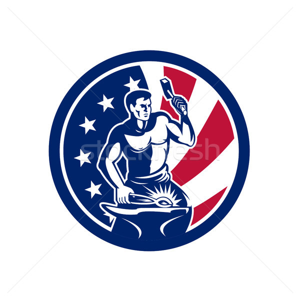 American Farrier USA Flag Icon Stock photo © patrimonio