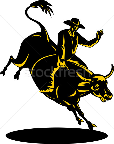 Rodeo Cowboy Bull Riding Retro Stock photo © patrimonio