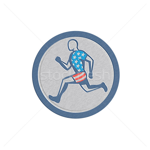 Metallic American Sprinter Runner Running Side View Retro Stock photo © patrimonio