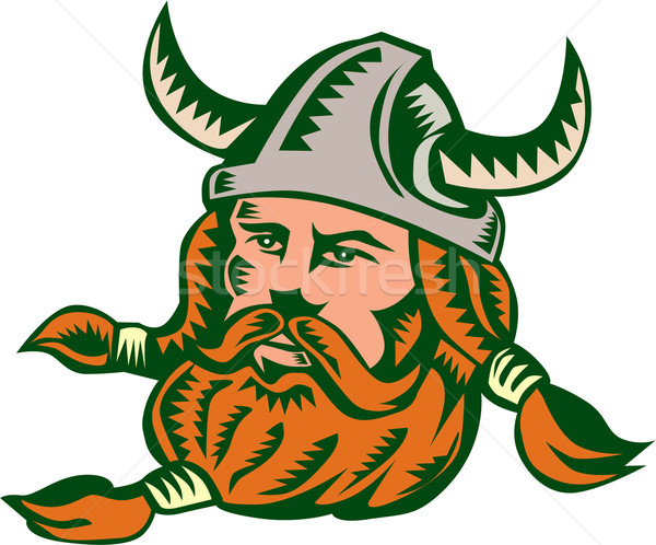 Viking Warrior Head Woodcut Stock photo © patrimonio