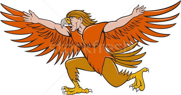 Lleu Llaw Gyffes Spread Eagle Cartoon Stock photo © patrimonio