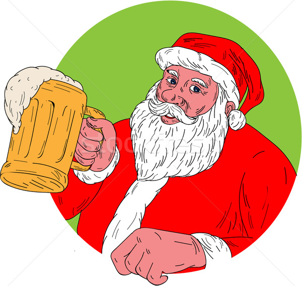 Santa Claus Drinking Beer Drawing Stock photo © patrimonio