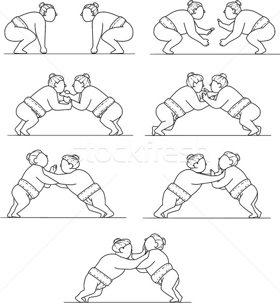 Sumo wrestling line raccolta set illustrazioni Foto d'archivio © patrimonio