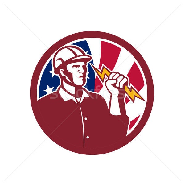American Lineman USA Flag Icon Stock photo © patrimonio