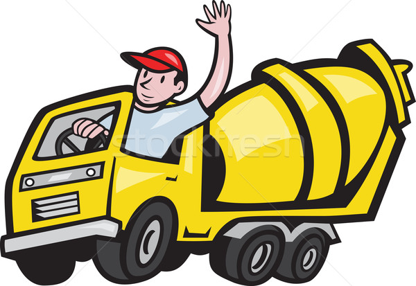 Travailleur de la construction pilote ciment mixeur camion illustration [[stock_photo]] © patrimonio