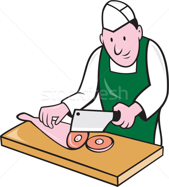 Butcher Chopping Meat Cartoon Stock photo © patrimonio