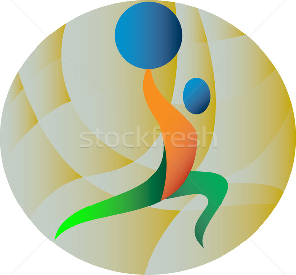 Weightlifter Lifting Weights Circle Retro Stock photo © patrimonio