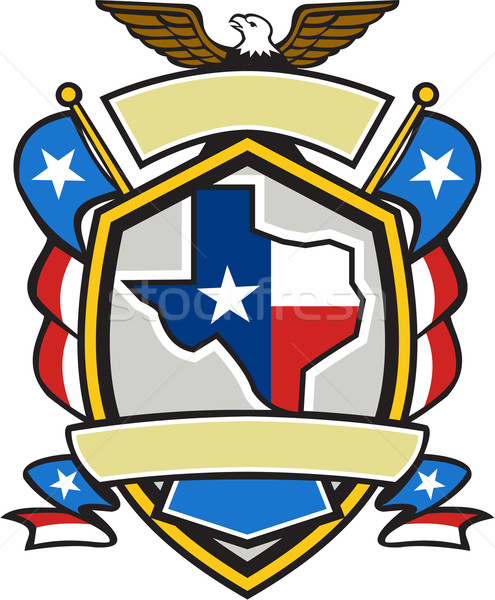 Texas State Map Flag Coat of Arms Retro Stock photo © patrimonio