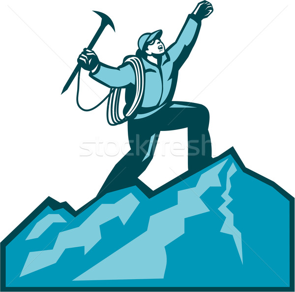 Mountain Climber Summit Retro Stock photo © patrimonio