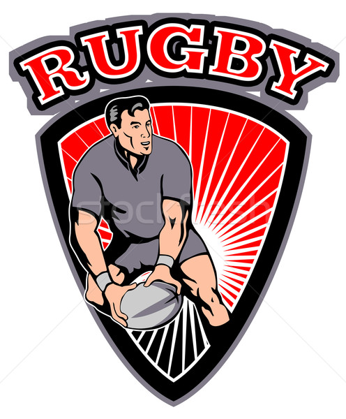 rugby player passing ball shield Stock photo © patrimonio