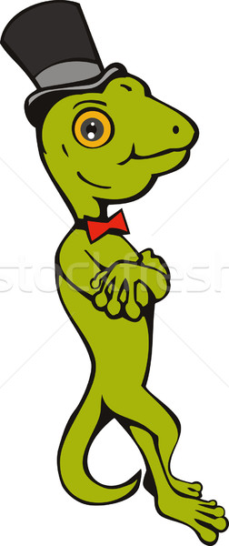 Gecko standing with arms folded wearing top hat Stock photo © patrimonio