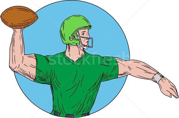 Quarterback QB Throwing Ball Circle Drawing Stock photo © patrimonio