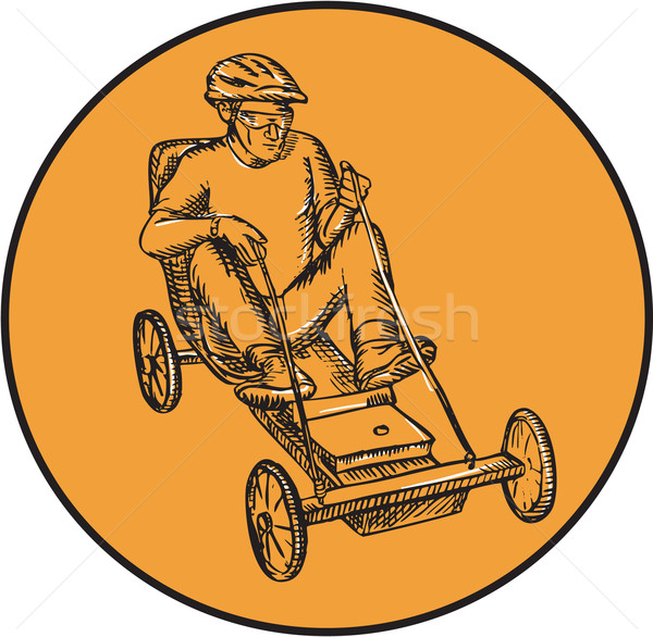 верховая езда ручной работы стиль иллюстрация мужчины Сток-фото © patrimonio
