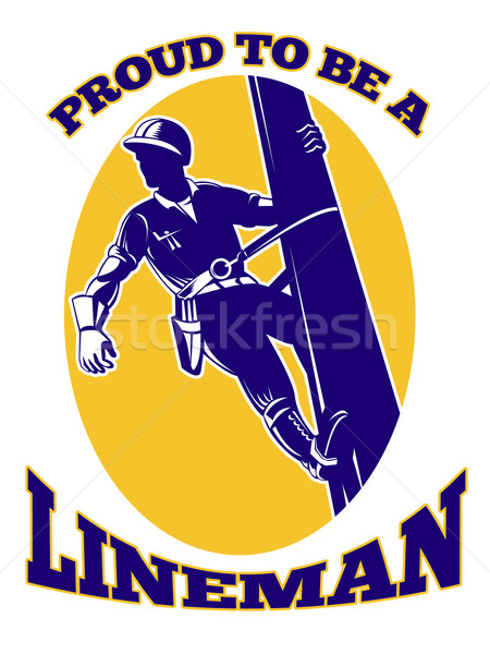 Stock photo: power lineman electrician repairman retro