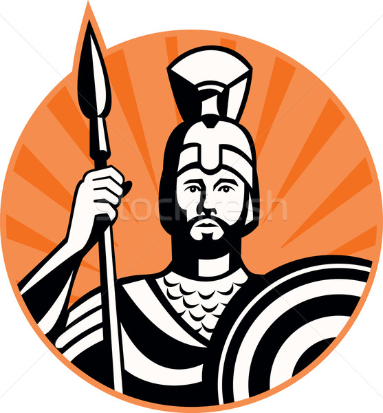 Roman Centurion Soldier With Spear And Shield Stock photo © patrimonio