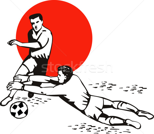 Foto stock: Fútbol · portero · pelota · ilustración · futbolista · pie