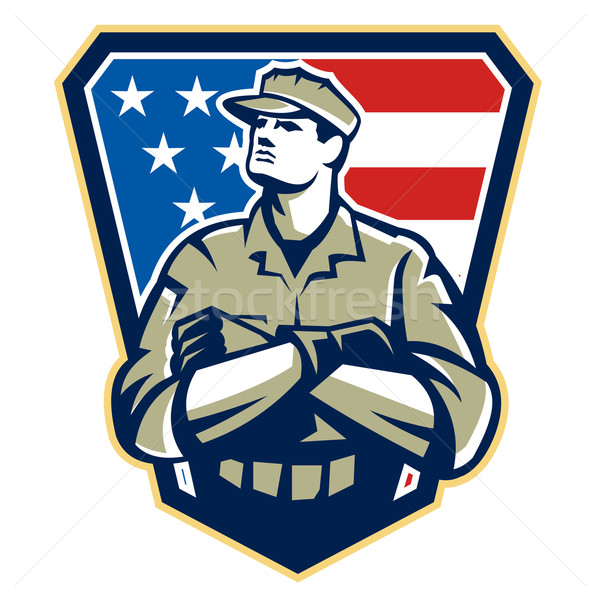 美國人 士兵 武器 折疊 旗 復古 商業照片 © patrimonio