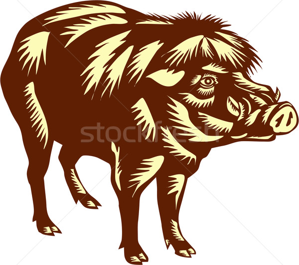Philippine Warty Pig Woodcut Stock photo © patrimonio