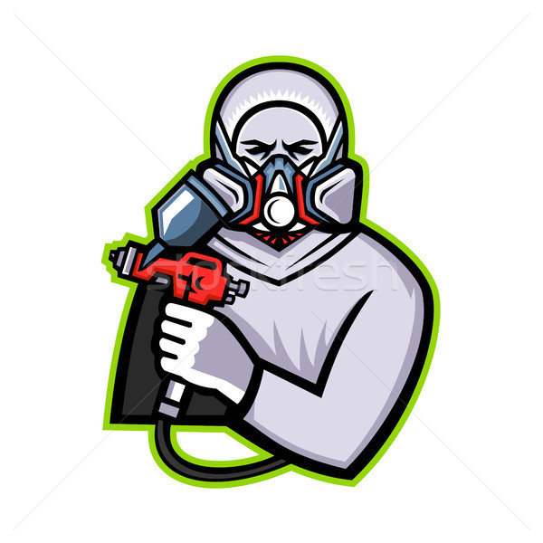 Industrielle spray peintre mascotte icône illustration [[stock_photo]] © patrimonio