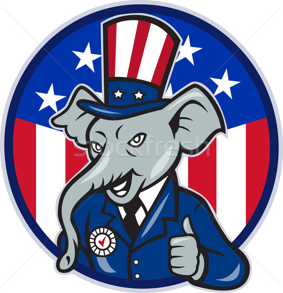 Republican Elephant Mascot Thumbs Up USA Flag Stock photo © patrimonio