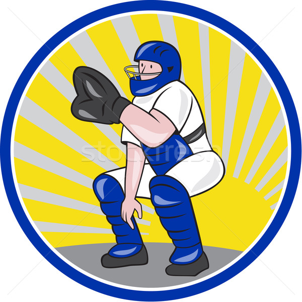 Baseball Catcher Catching Side Circle Stock photo © patrimonio