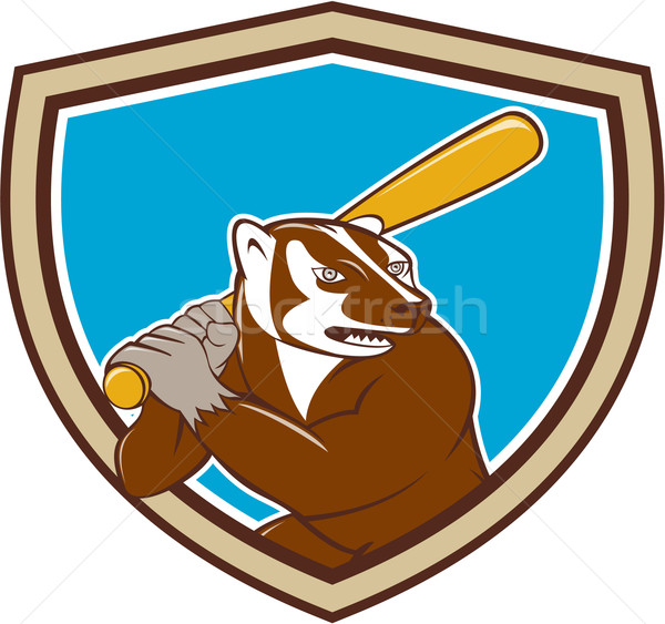 Badger giocatore di baseball scudo cartoon illustrazione Foto d'archivio © patrimonio