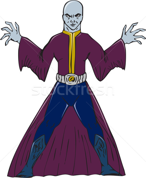 Bald Sorcerer Casting Spell Isolated Cartoon Stock photo © patrimonio