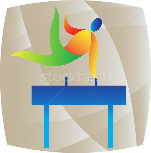 Cal gimnastică pătrat retro ilustrare atlet Imagine de stoc © patrimonio