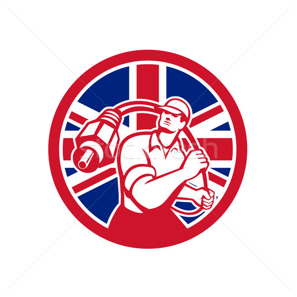Brytyjski kabel flaga brytyjska banderą ikona w stylu retro Zdjęcia stock © patrimonio
