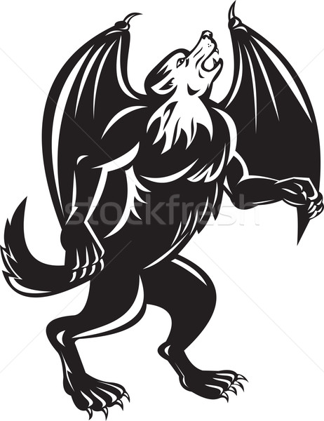 Kludde Black Wolf Dog With Bat Wings Stock photo © patrimonio